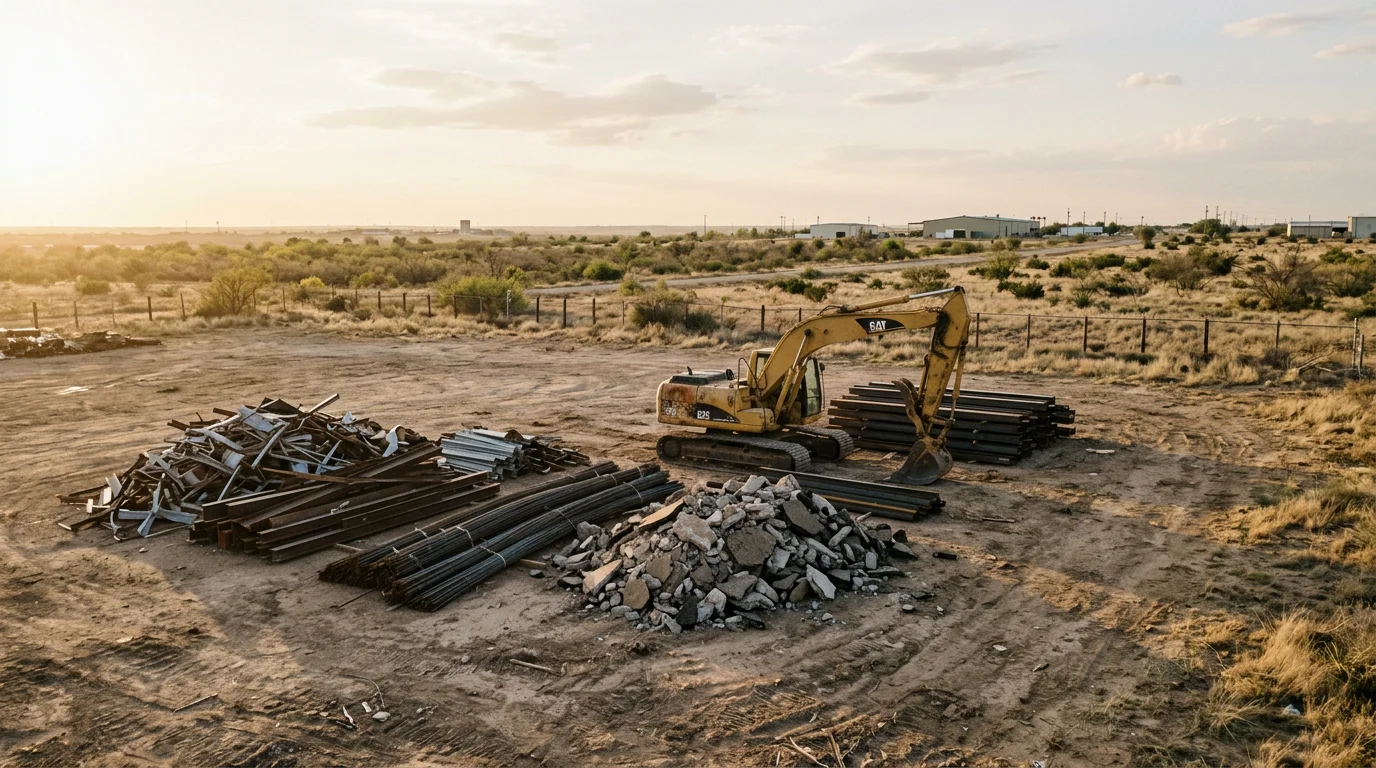 Professional demolition crew operating heavy equipment on Abilene construction site
